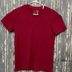 HYLETE V-Neck Short Sleeve Stretch Shirt Red Bamboo Cotton Men’s Medium